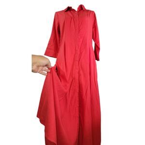 New Joie Shirt Dress Maxi Boho Fit Flare Red  Summer Resortwear Vacatio